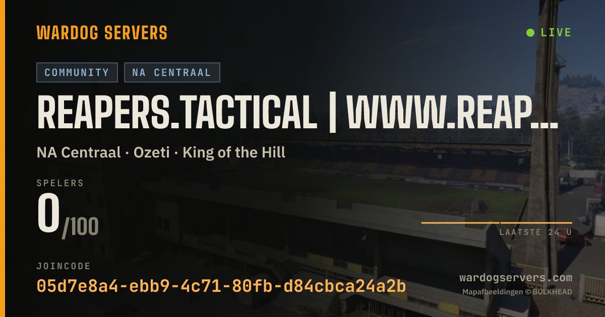 Live statusbanner voor Reapers.Tactical | www.reapers.shop | US Central