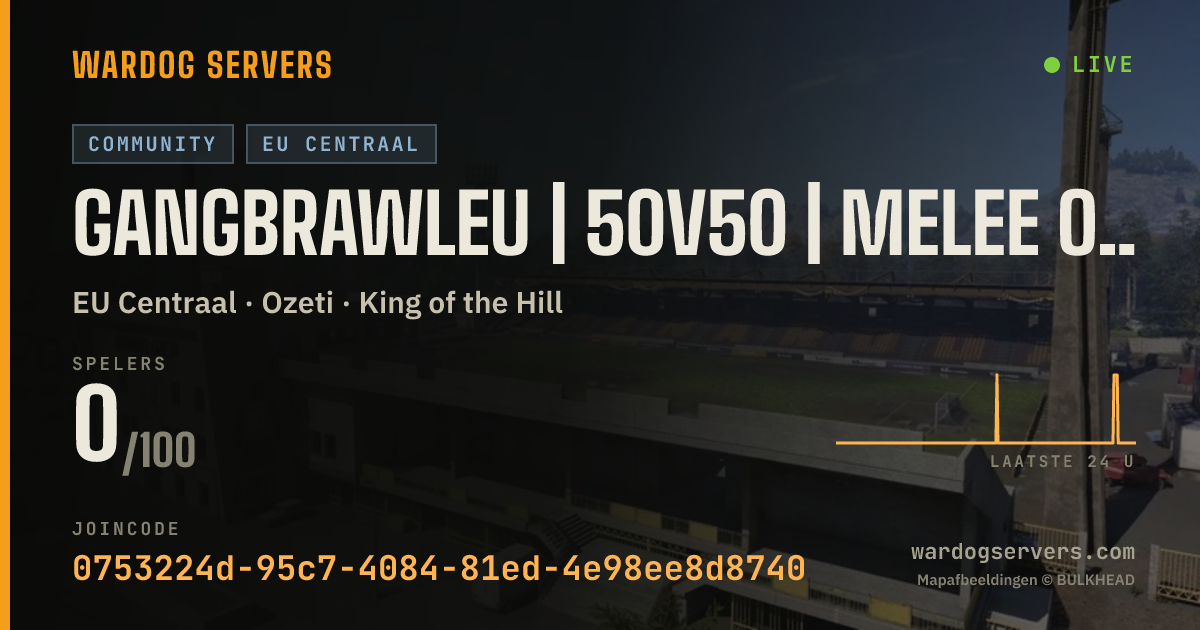 Live statusbanner voor GangBrawlEU | 50v50 | MELEE ONLY | discord.gg/GangBrawlEU | SABA