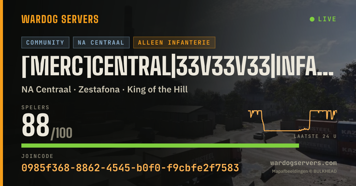 Live statusbanner voor [Merc]Central|33v33v33|InfantryOnly|Discord.gg/m3rc