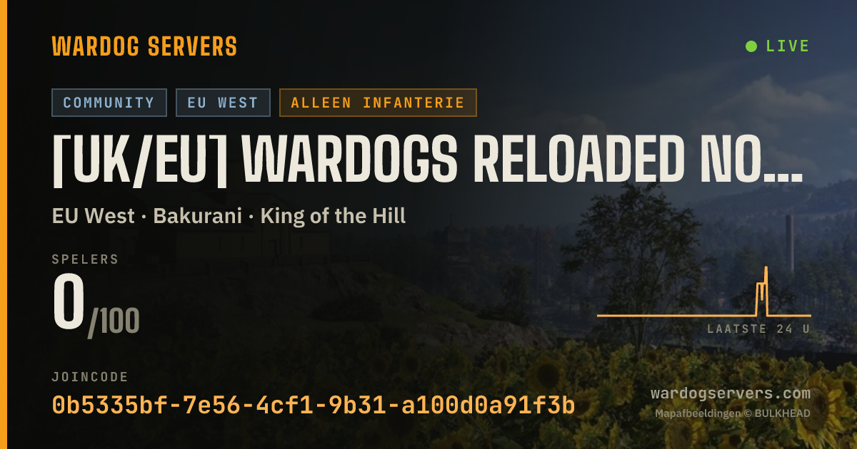 Live statusbanner voor [UK/EU] Wardogs Reloaded No GL/Humvee MiniGun