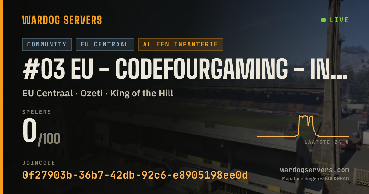 Live statusbanner voor #03 EU - CodeFourGaming - Infantry - discord.gg/c4g