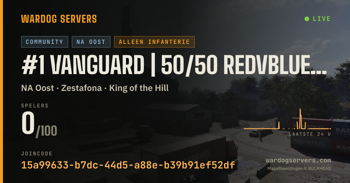 Live statusbanner voor #1 Vanguard | 50/50 RedvBlue | vng.one | SeedingRewards