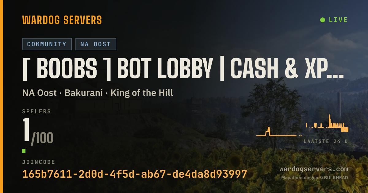 Live statusbanner voor [ BOOBS ] BOT LOBBY | CASH & XP BONUS!!!! | discord.gg/UFGaming