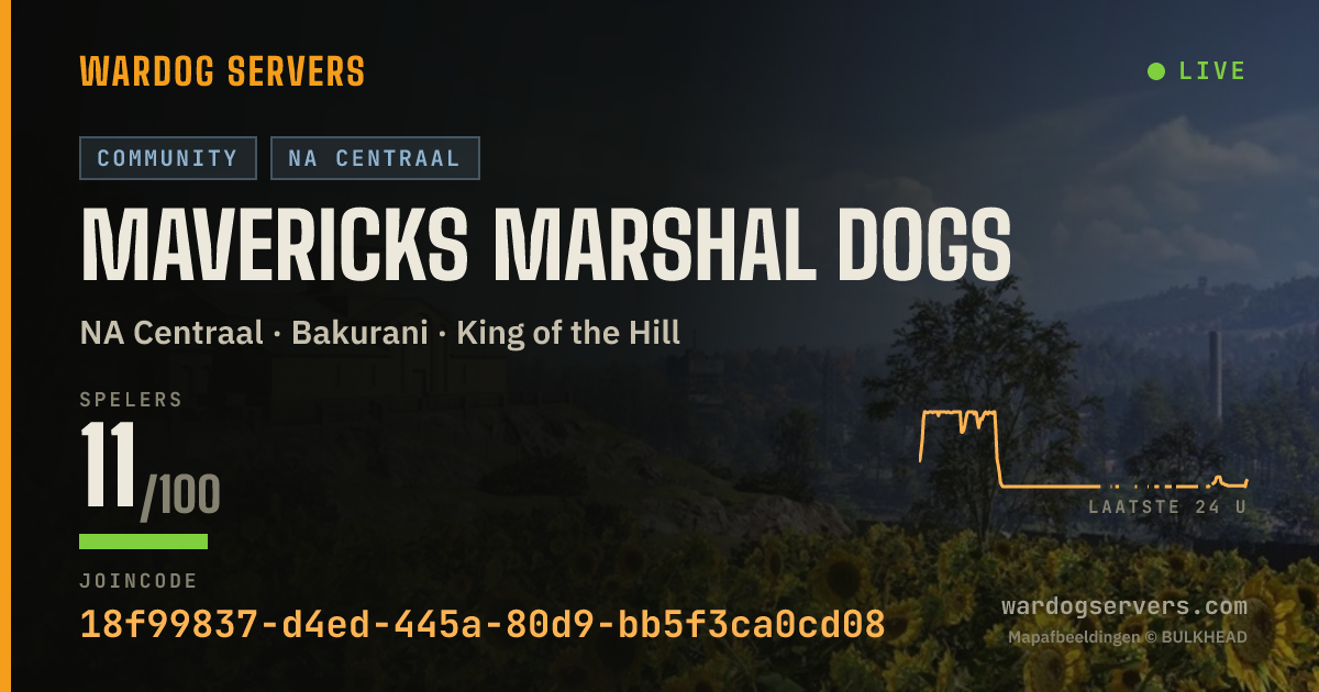 Live statusbanner voor Mavericks Marshal Dogs