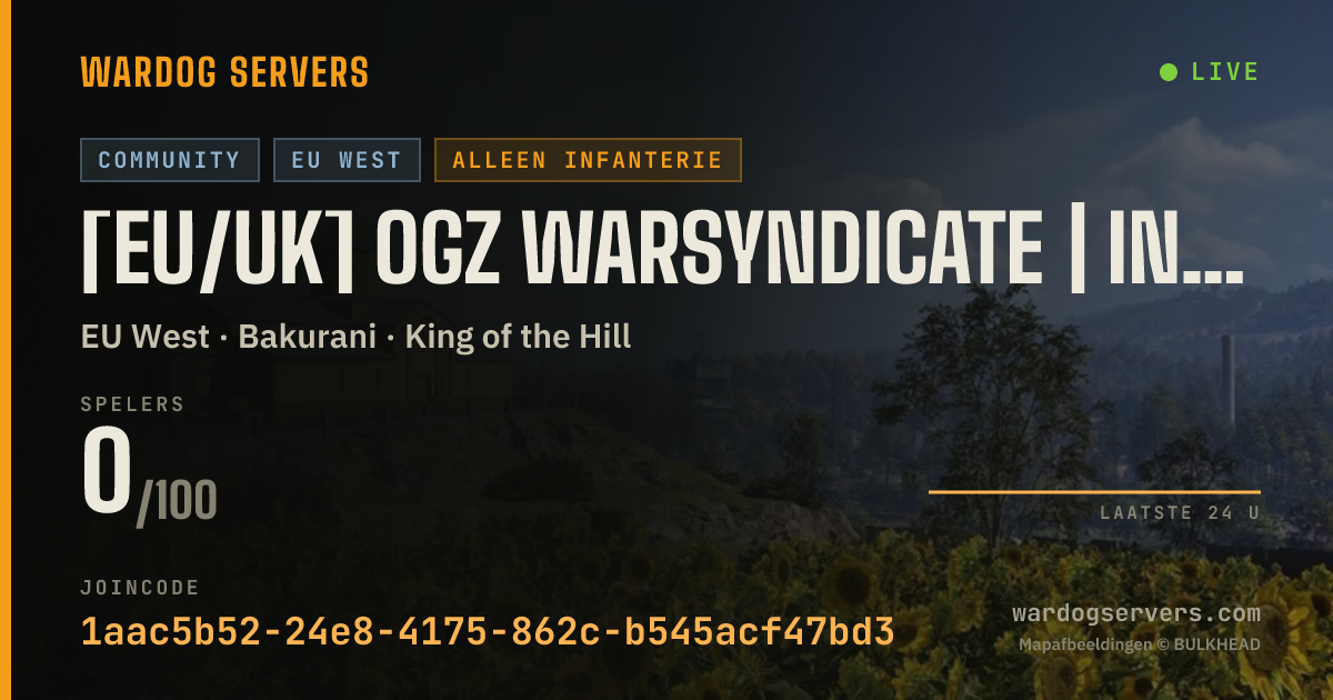 Live statusbanner voor [EU/UK] OGz WarSyndicate | INF ONLY 24/7 | 50v50
