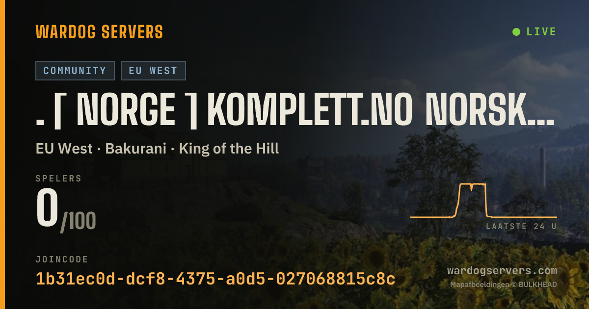 Live statusbanner voor . [ NORGE ] KOMPLETT.NO NORSK SERVER 2 | SOL 24/7