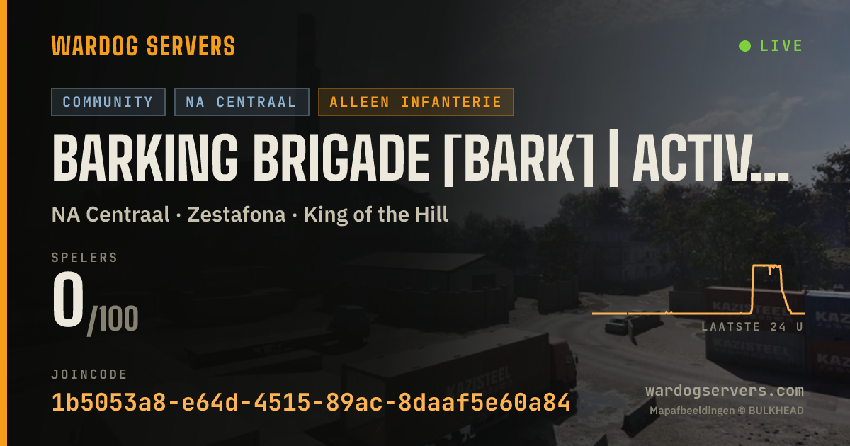 Live statusbanner voor Barking Brigade [BARK] | Active Admins | Infantry Only