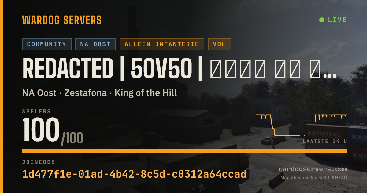 Live statusbanner voor REDACTED | 50v50 | 🅹🅾🅸🅽 🅾🆁 🆈🅾🆄'🆁🅴 🅶🅰🆈