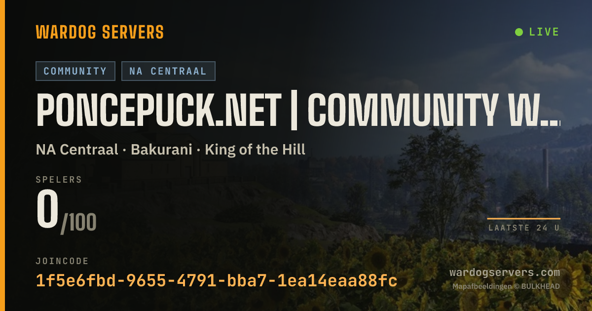 Live statusbanner voor poncepuck.net | Community WarDogs Server | Dallas