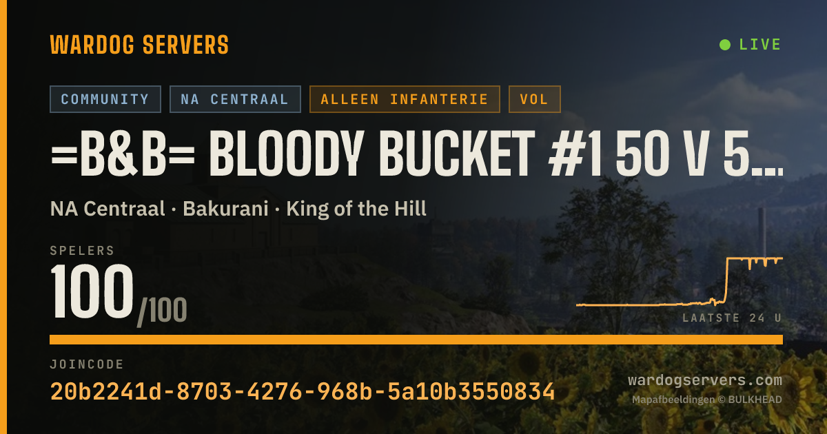 Live statusbanner voor =B&B= Bloody Bucket #1 50 v 50 No GL Helo - discord.gg/bbucket