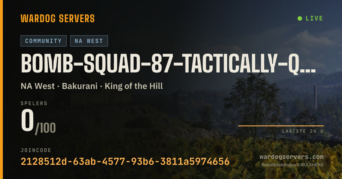 Live statusbanner voor bomb-squad-87-tactically-questionable