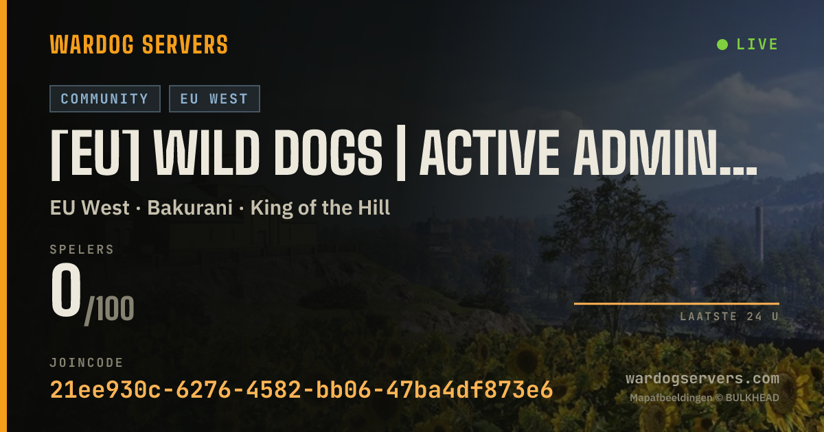 Live statusbanner voor [EU] Wild Dogs | Active Admins | Lifetime Stats on Wilddogs.uk