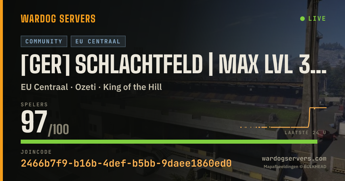 Live statusbanner voor [GER] SCHLACHTFELD | MAX LVL 30 | MAP ROTATION