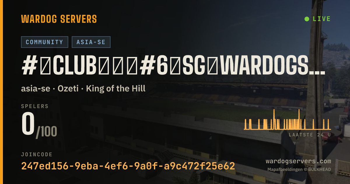 Live statusbanner voor #【Club社区】#6【SG】WardogsClub.CN|新手|Oopz:008116|QQ群1102650986
