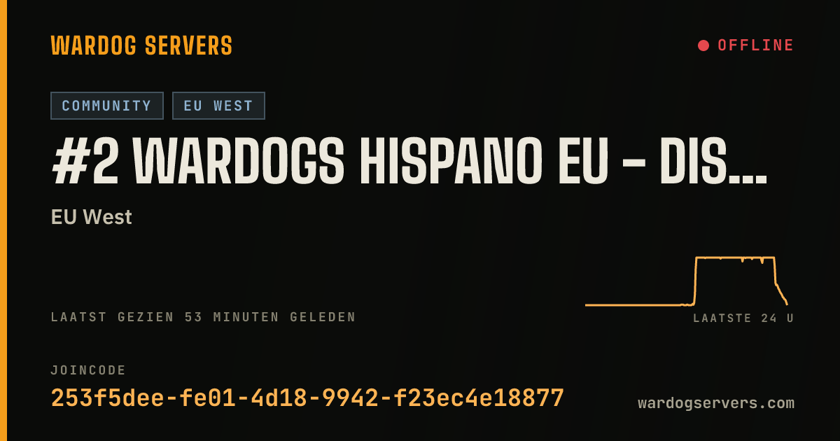 Live statusbanner voor #2 Wardogs Hispano EU - discord.gg/wdh