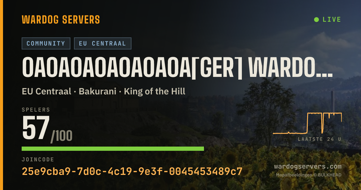 Live statusbanner voor 0A0A0A0A0A0A0A[GER] Wardogs LongerMatches discord.gg/Xan5xTtUqn