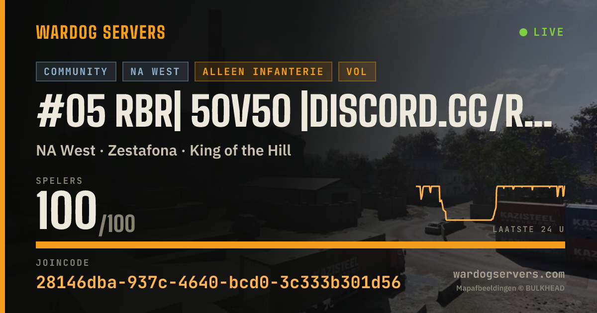 Live statusbanner voor #05 RBR| 50v50 |discord.gg/rubberbandrangers|Hosted by Qonzer
