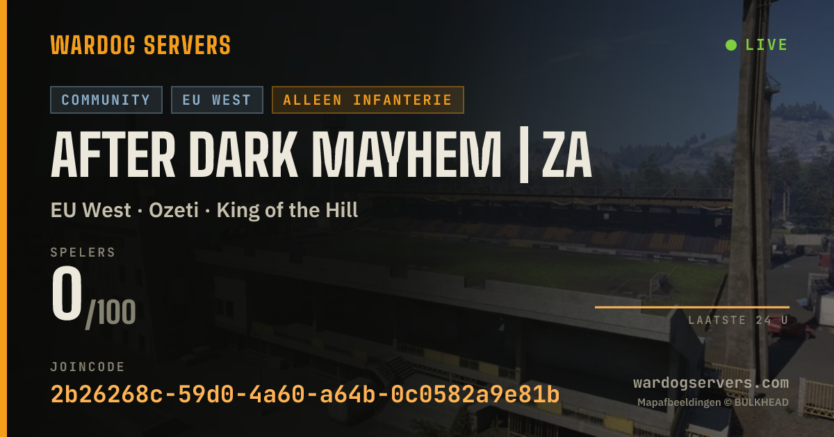 Live statusbanner voor After Dark Mayhem | ZA