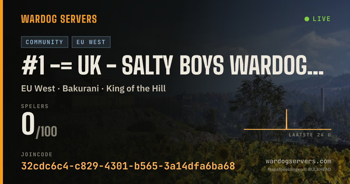 Live statusbanner voor #1 -= UK - Salty Boys Wardogs Server Free Handjobs Double XP =-