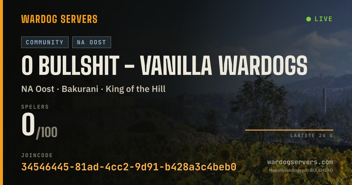 Live statusbanner voor 0 Bullshit - Vanilla Wardogs
