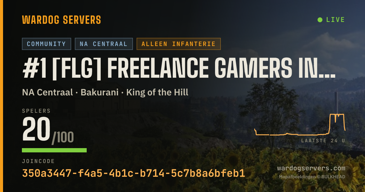 Live statusbanner voor #1 [FLG] Freelance Gamers Infantry Only | NA Central | Admin