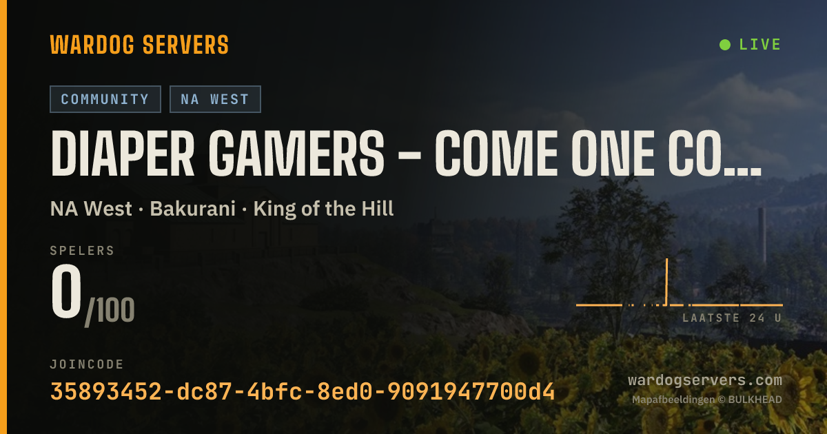 Live statusbanner voor DIAPER GAMERS - COME ONE COME ALL - NA WEST