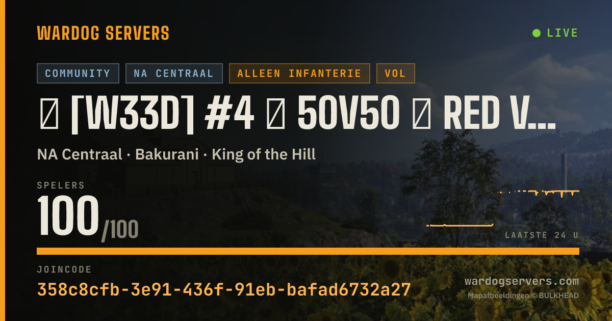 Live statusbanner voor ★ [W33D] #4 ★ 50v50 ★ RED vs GREEN ★ Wardogs.host