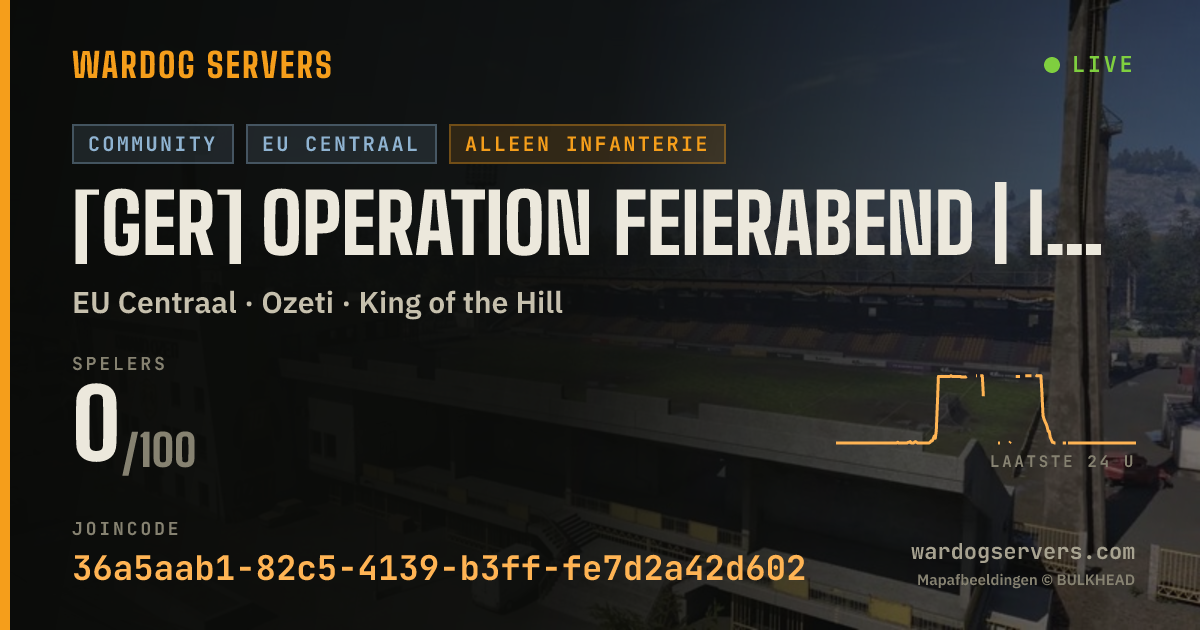 Live statusbanner voor [GER] Operation Feierabend | Infantry Only | DISCORD.GG/DLQ
