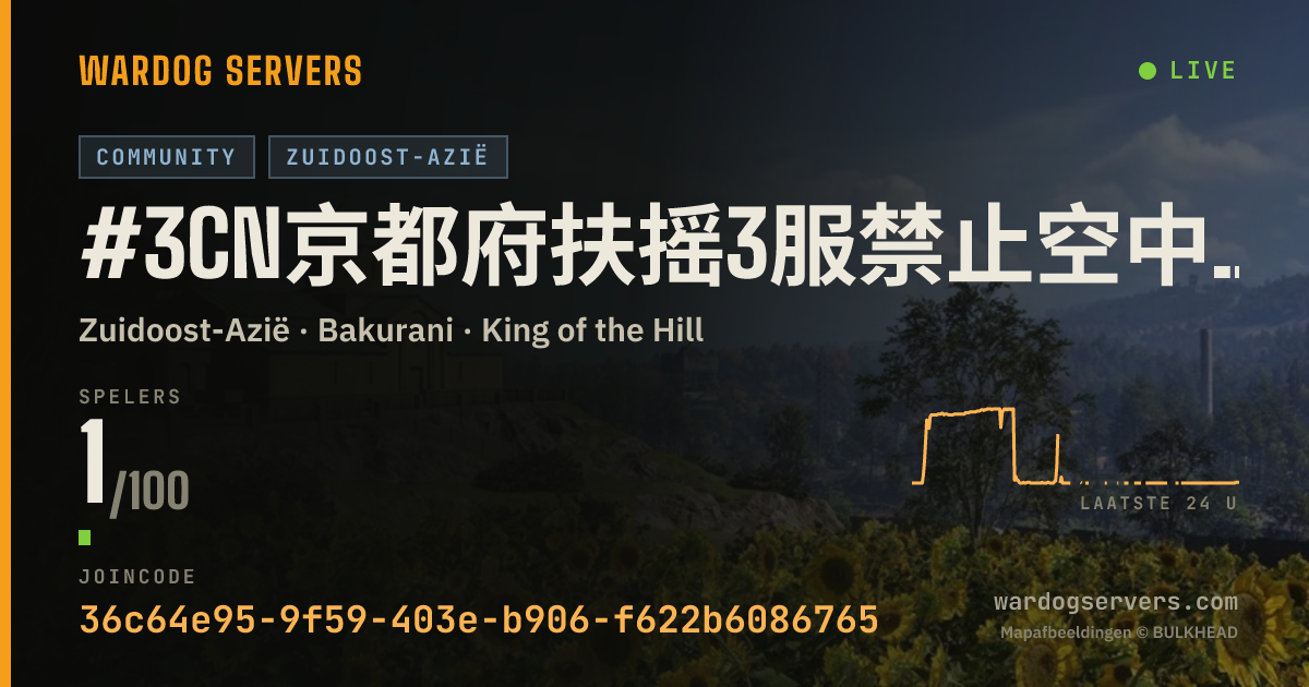 Live statusbanner voor #3CN京都府扶摇3服禁止空中武装载具，地面武装载具，禁止压家服务器