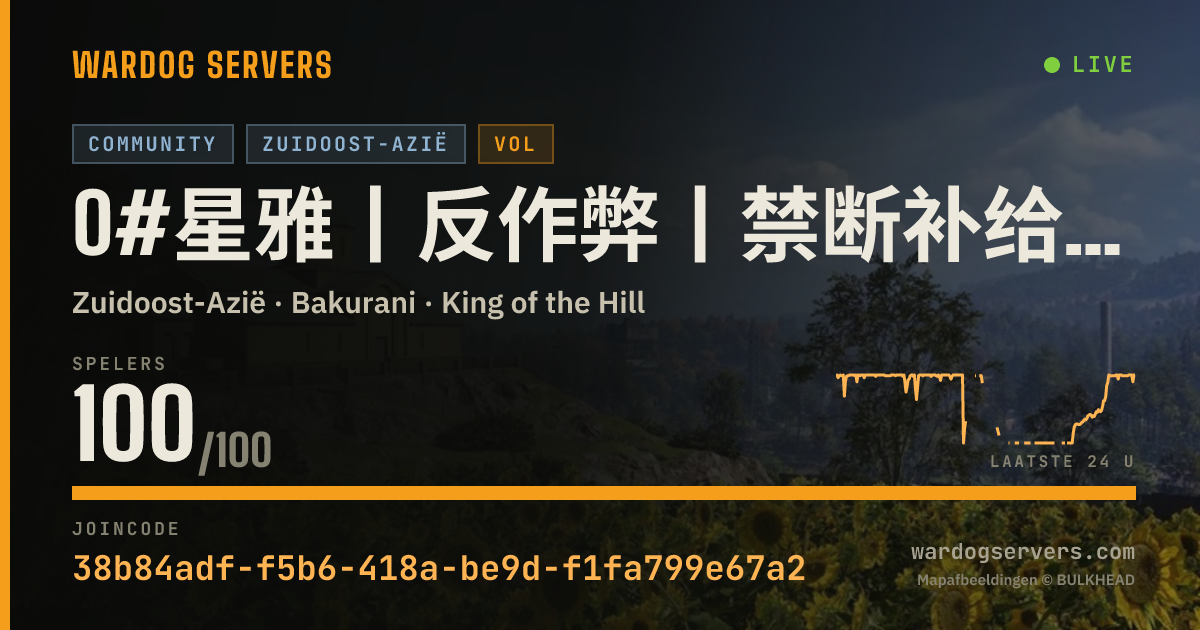 Live statusbanner voor 0#星雅丨反作弊丨禁断补给车/榴弹/武直丨Q群:1127279927