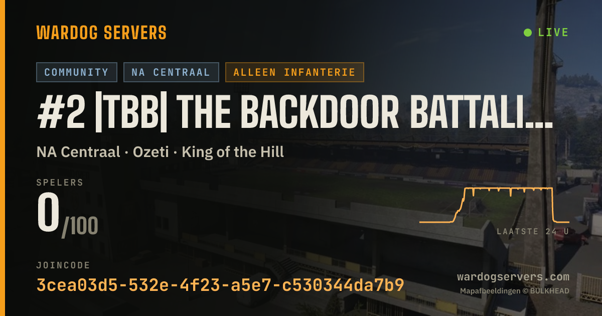 Live statusbanner voor #2 |TBB| The Backdoor Battalion - Infantry Only - Active Admins