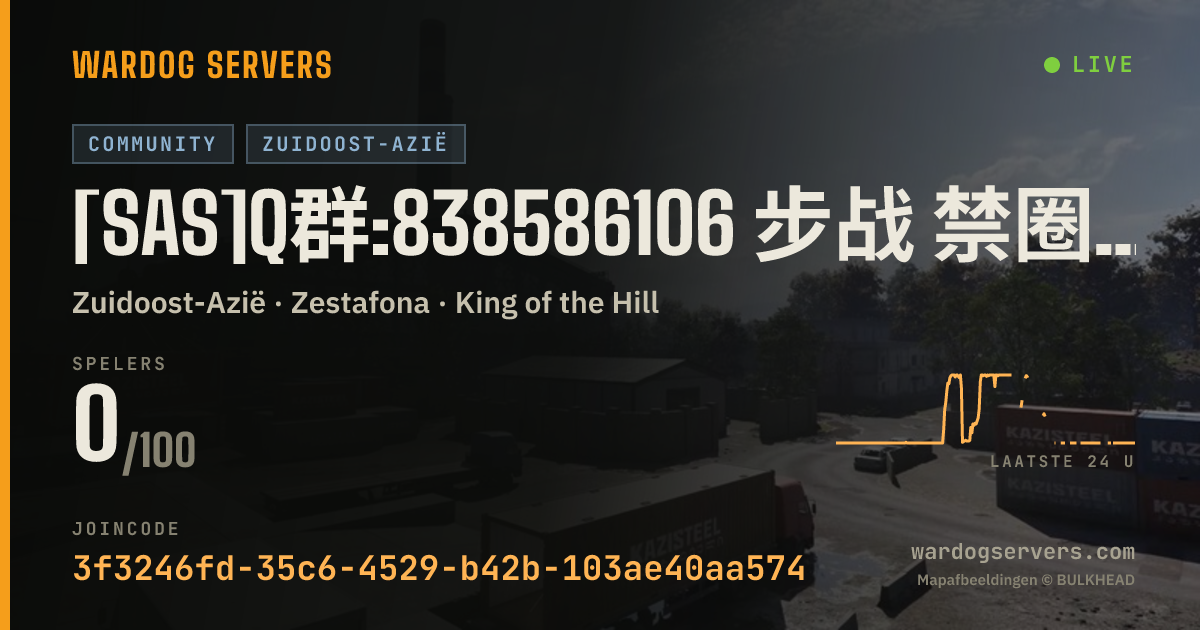 Live statusbanner voor [SAS]Q群:838586106 步战 禁圈外打架断补给|载具武器|机枪|连狙/狙|迫击炮|近防炮|榴弹手雷C4鸟