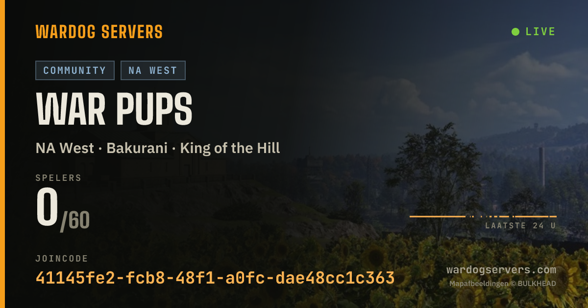 Live statusbanner voor War Pups