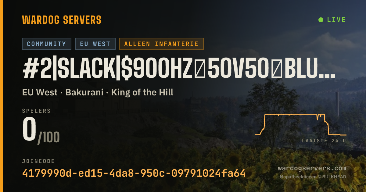 Live statusbanner voor #2|SLACK|$900HZ★50v50★BLUE🆅GREEN★NO SNIPERS/DMRs