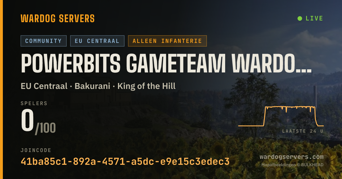 Live statusbanner voor POWERBITS GAMETEAM WARDOGS #2 | LOW PING | discord.gg/pbsgt