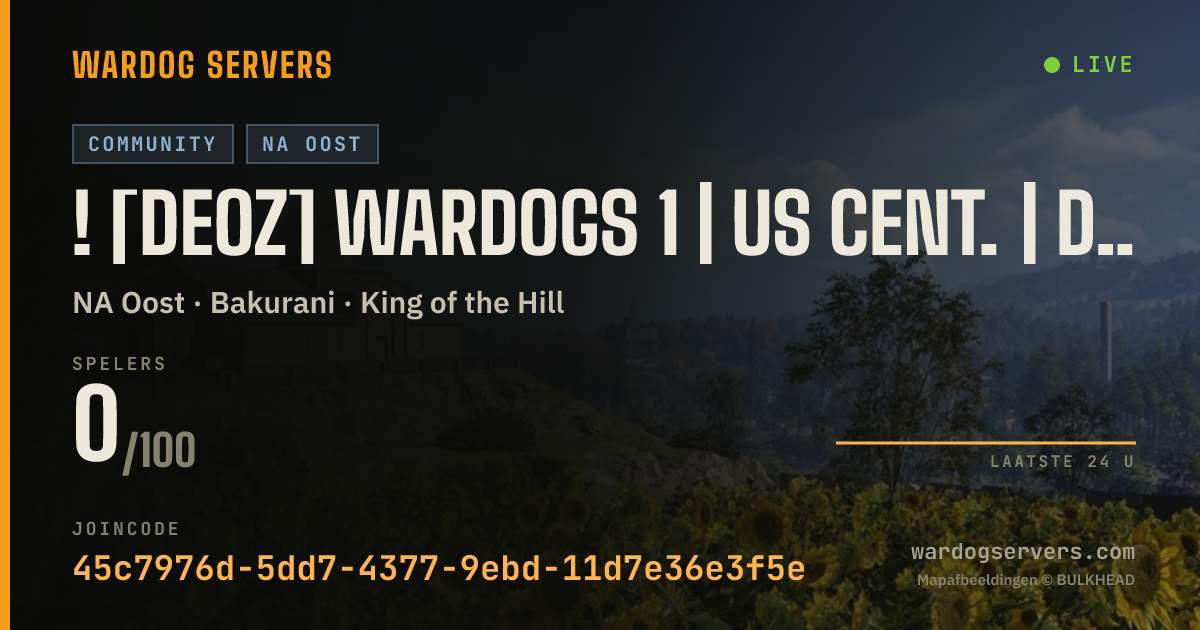 Live statusbanner voor ! [DEOZ] Wardogs 1 | US CENT. | DISCORD.GG/mCSnDtgTvr