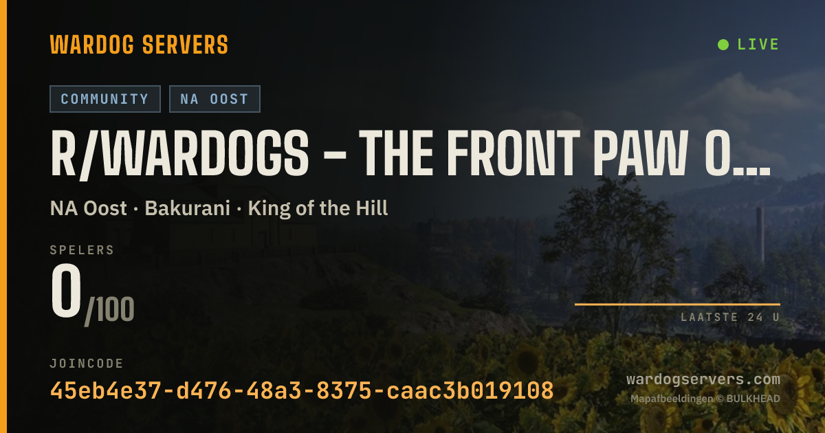 Live statusbanner voor r/WARDOGS - The Front Paw Of The Internet