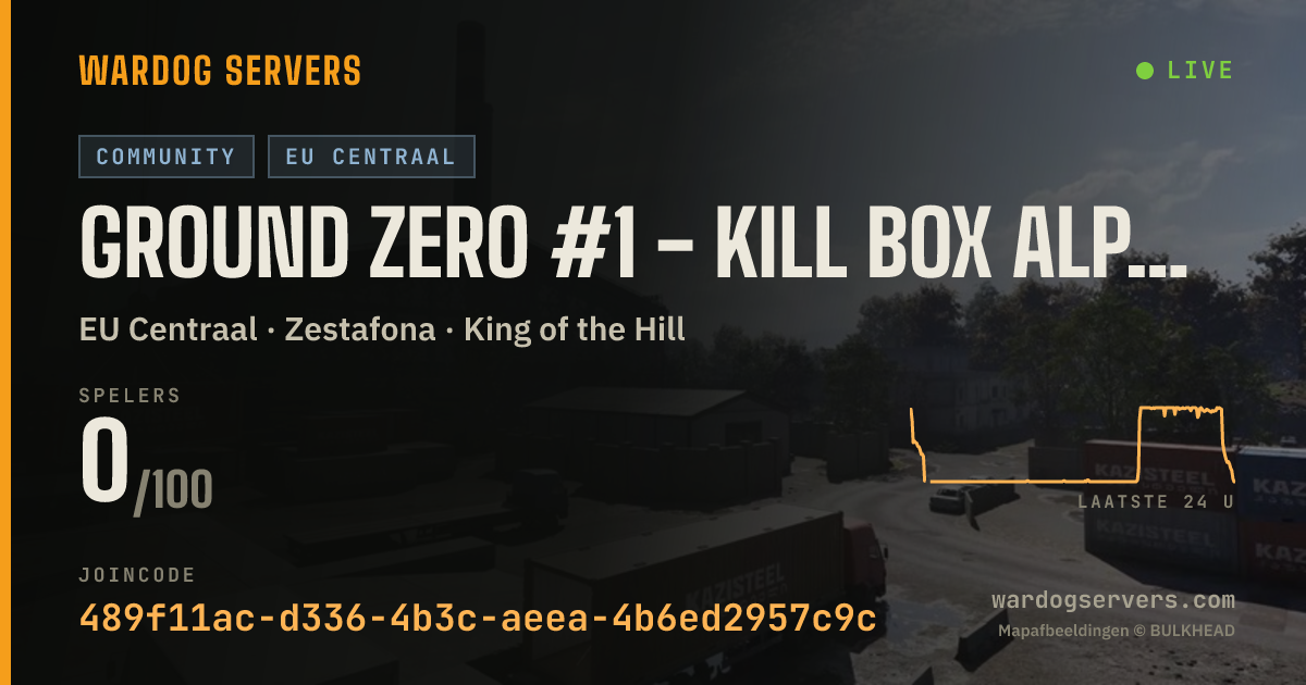 Live statusbanner voor Ground Zero #1 - Kill Box Alpha, New Player Friendly!