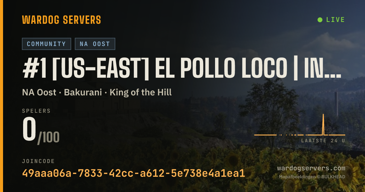 Live statusbanner voor #1 [US-East] El Pollo Loco | Infantry Only - NO GL HELI | Rain &