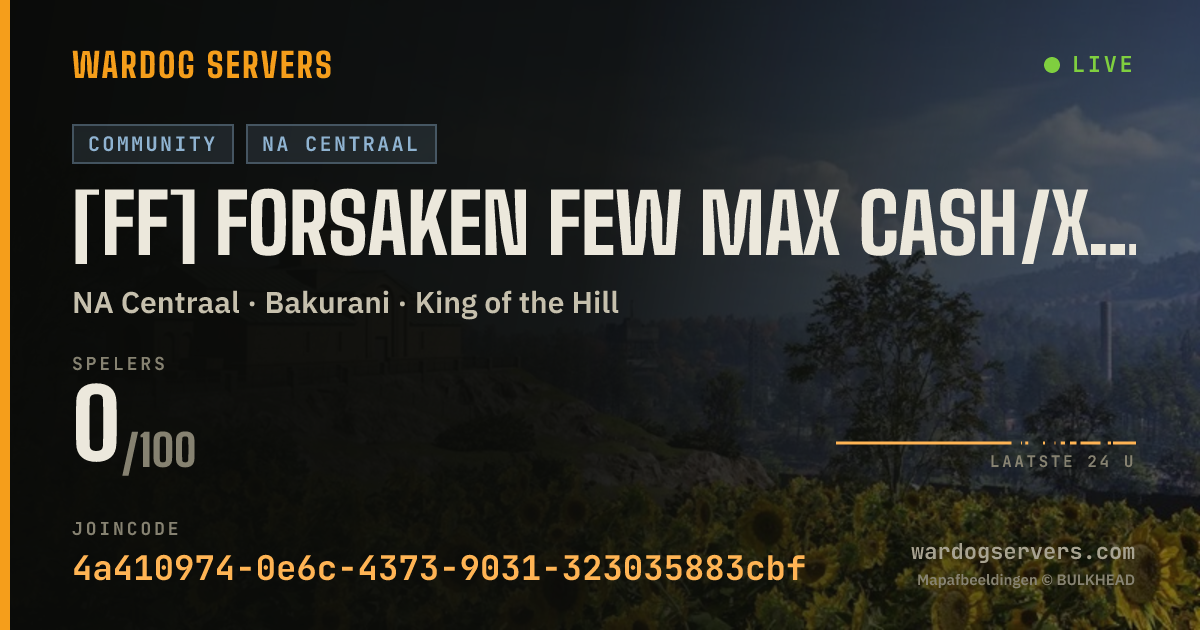 Live statusbanner voor [FF] Forsaken Few Max CASH/XP discord.gg/TcGYbuMdH7