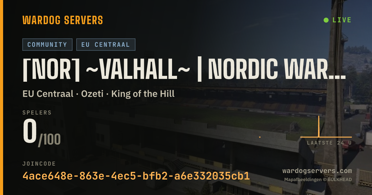 Live statusbanner voor [NOR] ~Valhall~ | Nordic WarDogs Komplett Kaos