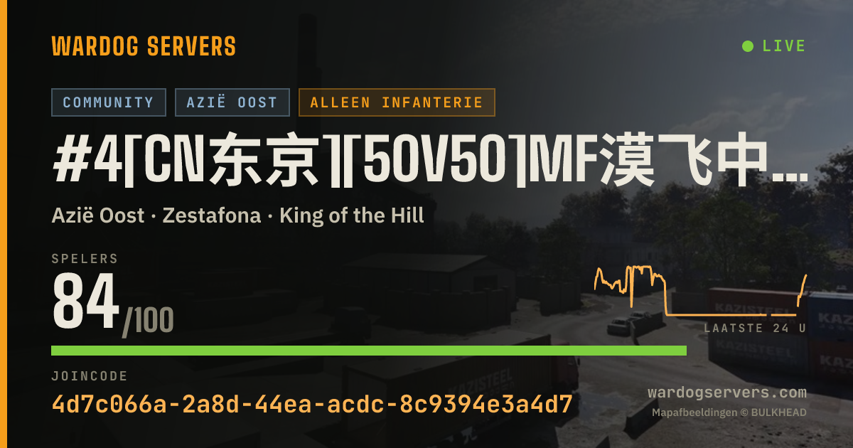 Live statusbanner voor #4[CN东京][50V50]MF漠飞中文社区|QQ群478839731|步战模式|禁压家/固定武器/禁狙/发射器