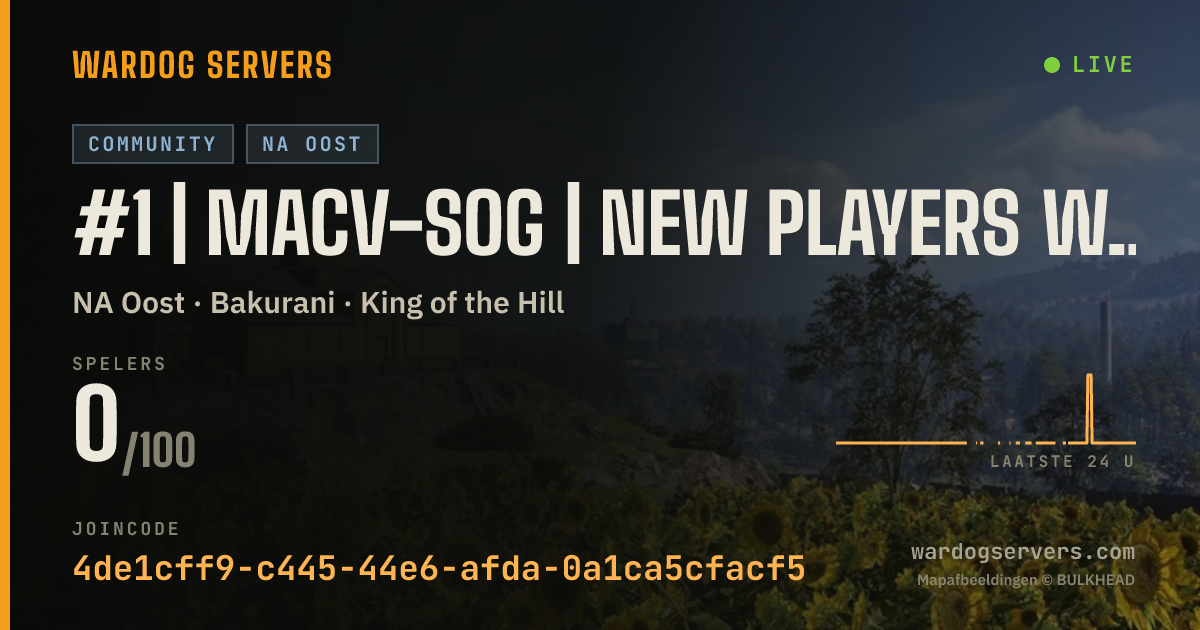 Live statusbanner voor #1 | MACV-SOG | New Players Welcome | discord.gg/macvsog