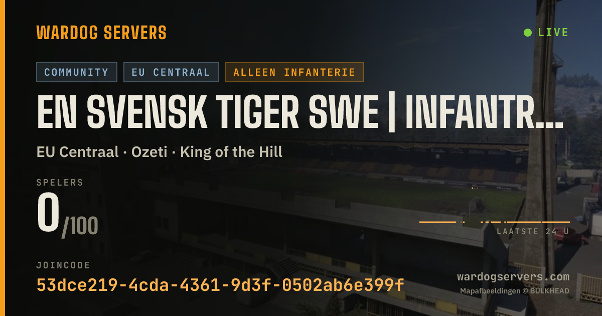 Live statusbanner voor En Svensk Tiger SWE | Infantry | 20 to start