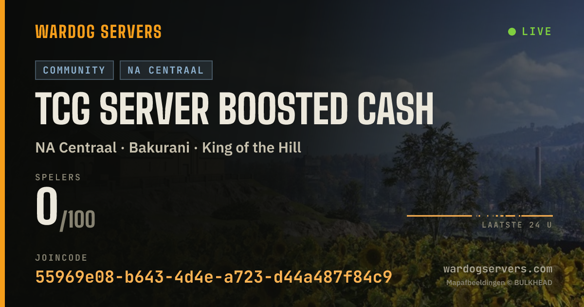 Live statusbanner voor TCG Server Boosted Cash
