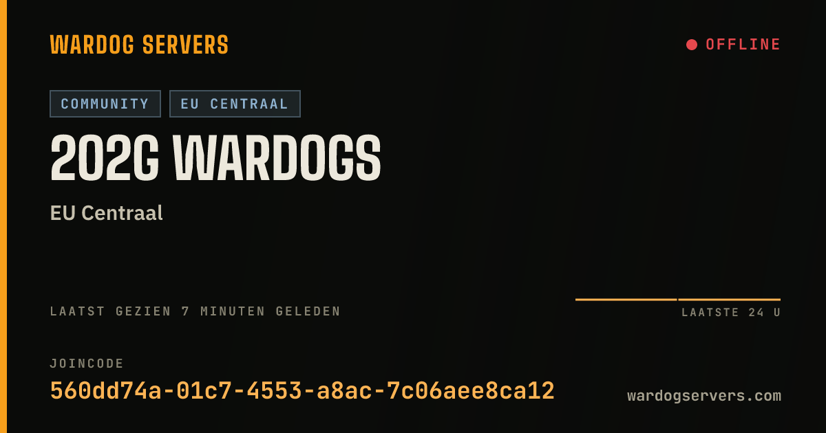 Live statusbanner voor 2o2g Wardogs