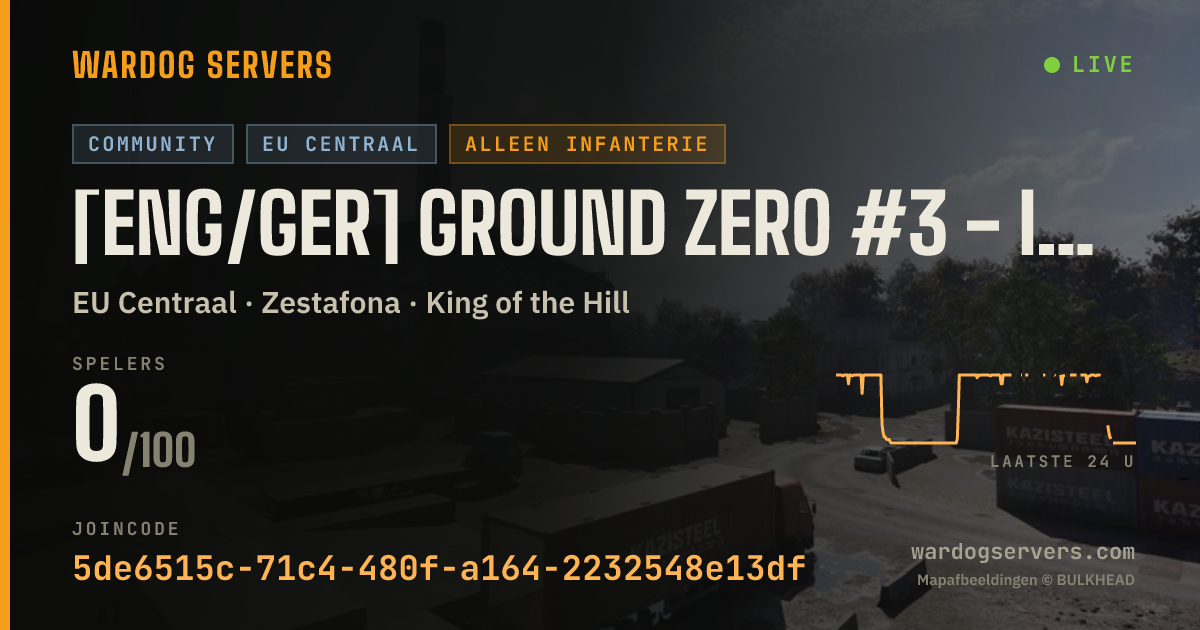 Live statusbanner voor [ENG/GER] Ground Zero #3 - Infantry Only - Discord.gg/GZNUKE