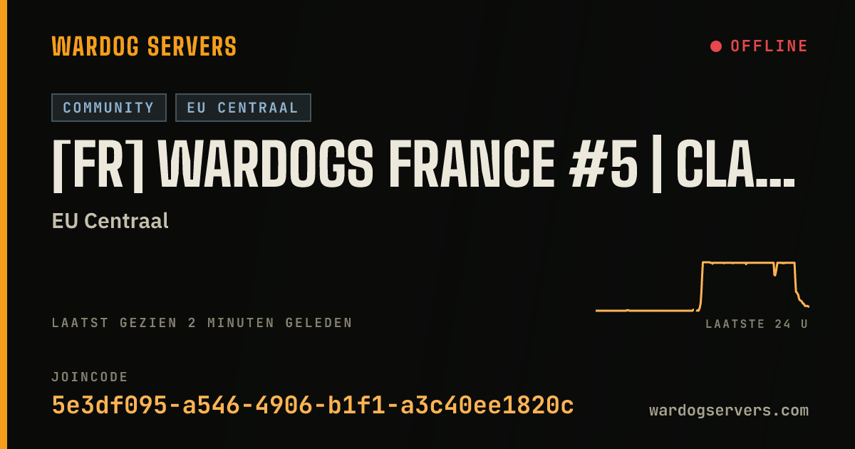 Live statusbanner voor [FR] WARDOGS FRANCE #5 | CLASSIQUE | discord.gg/wardogsfrance