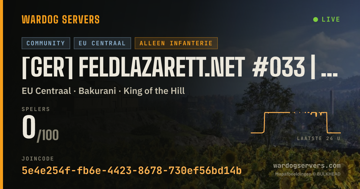 Live statusbanner voor [GER] Feldlazarett.net #033 | Infantry Only | 0-0-0