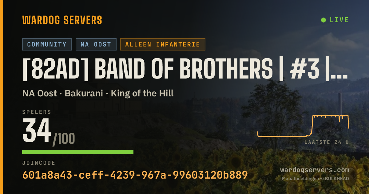 Live statusbanner voor [82AD] Band Of Brothers | #3 | [GL BANNED] discord.gg/82nd